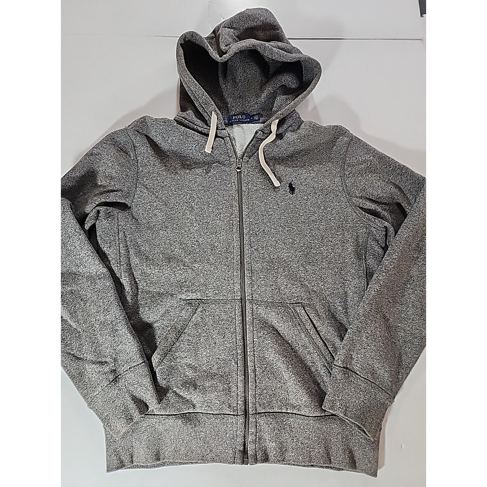 Polo Ralph Lauren Black Thermal Hood Full Zip Black Hoodie Sweatshirt Size M